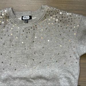 Kids 7/8 Med gray sweatshirt Star Wars gold sequin